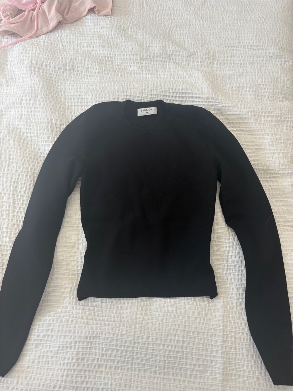 Aritzia Black Long-Sleeve Crewneck Top